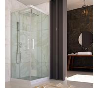 BOX DOCCIA IN PVC PROFILO BIANCO CRISTALLO VETRO TRASPARENTE SCORREVOLE