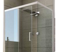 BOX DOCCIA IN PVC PROFILO BIANCO CRISTALLO VETRO TRASPARENTE SCORREVOLE