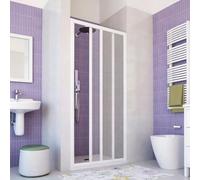 Box Doccia Iris PVC 80x185 cm 1 Lato Apertura Laterale, Pannello Acrilico Semitrasparente Effetto Goccia, Anta Scorrevole con Rotelle in Nylon, Chiusura Magnetica Reversibile (110 cm)