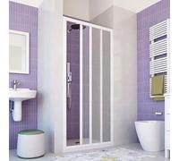 Box Doccia Iris PVC 80x185 cm 1 Lato Apertura Laterale, Pannello Acrilico Semitrasparente Effetto Goccia, Anta Scorrevole con Rotelle in Nylon, Chiusura Magnetica Reversibile (100 cm)