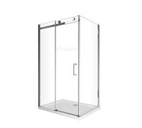 BOX DOCCIA LUSSO CRISTALLO 8 MM ALTEZZA 190 CM COMPOSTO DA PARETE FISSA + PORTA SCORREVOLE BINARIO IN ALLUMINIO CROMATO MANIGLIA INOX RUOTE IN OTTONE REGOLABILI (77-79,5 X 97,5-99 H.190)