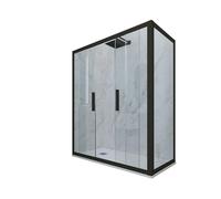 BOX DOCCIA NERO MATT VETRO TRASPARENTE 70X120 CM MOD. GLAM DUO