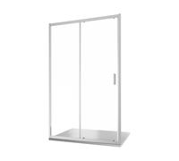 Box Doccia Nicchia 110cm Apertura Scorrevole Vetro Temperato 6mm Trasparente Profili Cromati h185cm mod. Tonga