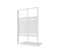 Box Doccia Nicchia 110cm mod. Maiorca 2 Ante Apertura Scorrevole Vetro Temperato 4mm Serigrafato Profili in Alluminio Bianco Maniglia in Abs Bianca