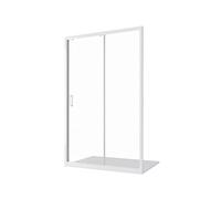 Box Doccia Nicchia 110cm mod. Maiorca 2 Ante Apertura Scorrevole Vetro Temperato 4mm Trasparente Profili in Alluminio Bianco Maniglia in Abs Bianca