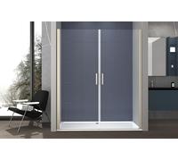 Box doccia nicchia 160 cm porta DUE BATTENTI H200 cm cristallo 6mm profilo CROMATO ZENO