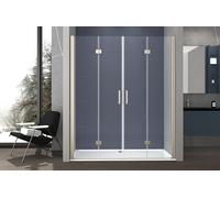 Box doccia nicchia 160 cm porta DUE BATTENTI SOFFIETTO H200 cm cristallo 6mm profilo SATINATO DINO