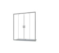 Box Doccia Nicchia Mod. Sardinia 160cm 4 Ante Apertura Scorrevole Vetro Temperato 6mm Trasparente Profili in Alluminio Cromato Flat Design Maniglia in Abs Cromato.