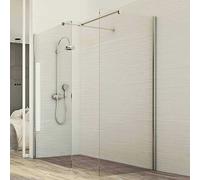 BOX DOCCIA PARETE FISSA 2 LATI WALK IN VETRO CRISTALLO TRASPARENTE 8MM H198
