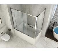 Box Doccia per Vasca a 2 Lati in Vetro Trasparente 6 mm 1 Lato Fisso e 1 Porta S