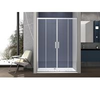 Box doccia Porta doccia 160 cm per nicchia apertura scorrevole centrale altezza 195 cm cristallo temperato 6 mm trattamento anticalcare (160 (156-161) CM)