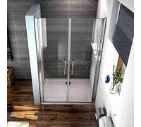 Box Doccia Porta Per Nicchia 195cm Doppie Ante Battenti Saloon in Vetro 6mm Temperato Trasparente Anticalcare 85 cm