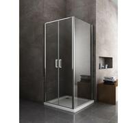 Box Doccia Angolare Con Parete Fissa Laterale e Porta Battente Apertura Saloon H.190 Vetro 6 mm Easy-clean Reversibile (Fissa 67,5-70 x Saloon 87-90)