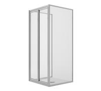 BOX DOCCIA SALOON TRE LATI DOPPIA ANTA BATTENTE VETRO TRASPARENTE SATINATO H185