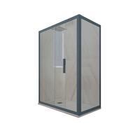 BOX DOCCIA 1 ANTA SCORREVOLE VETRO TRASPARENTE PROFILO BLU NAVY DECO DUO