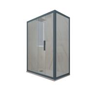 BOX DOCCIA SCORREVOLE BLU NAVY VETRO TRASPARENTE 75X120 CM MOD. DECO DUO