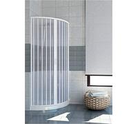 Box Doccia semi-circular estensibile in PVC apertura centrale due fogli, 75 x 75 cm, H 185 cm, Bianco