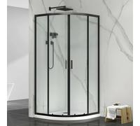Box doccia semicircolare 80x80 cm nero scorrevole in cristallo trasparente Tay