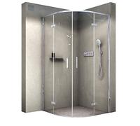 Box doccia semicircolare EX406A - vetro di sicurezza con uno spessore di 6mm e rivestimento - dimensioni selezionabili, Dimensione pannello doccia:80x80cm