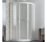 BOX DOCCIA ANGOLARE SEMICIRCOLARE 90x90CM PVC ACRILICO 2 ANTE SCORREVOLI