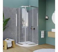 Box doccia semicircolare Piralla serie Indigo 1901 80x80 H 195 cm con apertura scorrevole