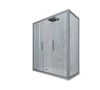 Möbelvertrieb FORTE Box doccia Glam Duo 2 ante scorrevoli vetro trasparente profilo silver 80x160 cm