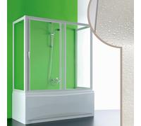 Möbelvertrieb FORTE Box doccia sopra vasca 3 lati 70x160x70 PVC/Crilex acrilico scorrevole Bianco