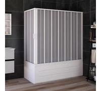 BOX DOCCIA SOPRAVASCA IN PVC 70X170CM CENTRALE 2 ANTE A SOFFIETTO BIANCO H150