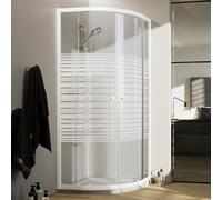 BOX DOCCIA SEMICIRCOLARE 90X90CM VETRO SERIGRAFATO PROFILI ALLUMINIO BIANCO