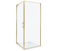 Box Doccia Vetro Temperato Cornice dorata Porta Singola 80 x 80 x 185 cm