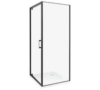 Box Doccia Vetro Temperato Cornice nero Porta Singola 70 x 70 x 185 cm