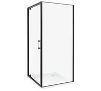 Box Doccia Vetro Temperato Cornice nero Porta Singola 90 x 90 x 185 cm