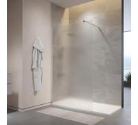 Box Doccia Walk-In 130 cm Altezza 200cm Parete Fissa Vetro Temperato Opaco da 10mm con Trattamento Anticalcare Braccio Telescopico SUS304 Profili Alluminio Cromato