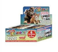 Box figurine Amici Cucciolotti 2026-100 bustine - 6 figurine e una card per bustina + 5 portachiavi Cucciolotti e penna colorata