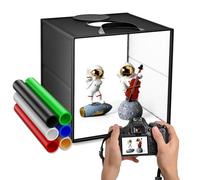 Box Fotografico 30x30x30cm, 120 LEDs Pieghevole Portatile Mini Photo Studio Light box, 3000-5600K Regolazione Colori a 3 livelli Luce Fotografica con 6 Pannelli di Sfondo Colorati