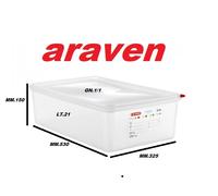 BOX GN 1/1 MM 530X325X150 LT.21 HACCP POLIPROPILENE PROFESSIONALE ARAVEN