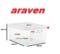 BOX GN 1/2 MM 325X265X100 LT.6,5 HACCP POLIPROPILENE PROFESSIONALE ARAVEN 2026