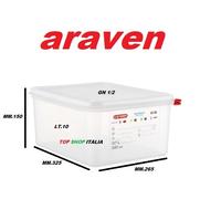 BOX GN 1/2 MM 325X265X150 LT.10 HACCP POLIPROPILENE PROFESSIONALE ARAVEN