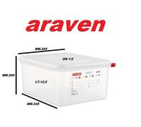 BOX GN 1/2 MM 325X265X200 LT.12,5 HACCP POLIPROPILENE PROFESSIONALE ARAVEN