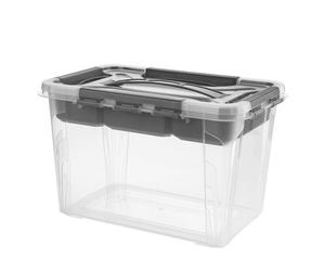 Box Hubert 29x19x18 Vassoio Grigio-11101 Trasparente Keeeper
