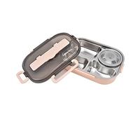 Box in Acciaio Inossidabile 304 con Ciotola per Zuppa e Bacchette 1,3 Litri a Quattro Scomparti a Tenuta Stagna Portatile per la Scuola e i Viaggi (Rosa【Bacchetta e cucchiaio gratuiti】)