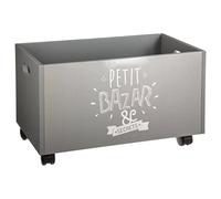 ATMOSPHERA CREATEUR D'INTERIEUR Box in Legno su rotelle per Bambini - Colore: Grigio e Bianco
