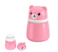 Box in Plastica di Conservazione Talco per Bambini con Colino e Piumino, Contenitore Portatile a Forma di Orso (Vuoto) per Cipria in Polvere Sfusa, Scatola con Piumino per Talco (Rosa)