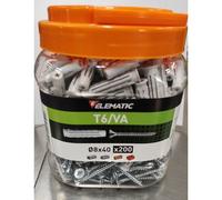BOX KIT 200 Pz. TASSELLO TASSELLI in NYLON T6/VA con VITE 8x40mm ELEMATIC