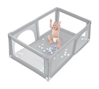 Box per Bambini 50 Palle, Design a Cerniera Esterna, Ventose Antiscivoli-Recinto per Baby Tessuto Oxford 300D, Centro Attività per Bambini, Facile da Montare e da Pulire-180*120*66 cm - grigio chiaro