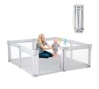 Box per bambini con box pieghevole con porta per adulti, facile da montare, telaio in acciaio imbottito da giardino, robusta penna da gioco, rete traspirante per interni ed esterni, recinzione per