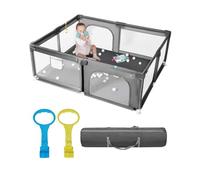 Box per bambini con tappetino morbido, extra large, area giochi sicura per interni ed esterni, con base antiscivolo, facile da montare e riporre, senza BPA (130 x 130 x 66 cm, grigio)