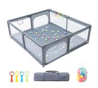 Box per bambini, grande box per bambini, XXL, 160 x 200 cm, con rete traspirante, porta con cerniera, anello di trazione e sfera, protezione in schiuma, antiscivolo