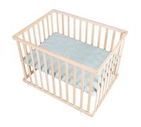 Box per bambini - ROBA - 75 x 100 cm - Include tappeto per box verde smerigliato 'Roba Style' - Ruote - Legno naturale