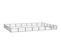 Box per cani in acciaio verniciato a polvere, 24 pezzi, pannelli da 100 x 50 cm, colore nero, pieghevole e portatile, sicuro per cuccioli, per giardino, casa, uso interno ed esterno
